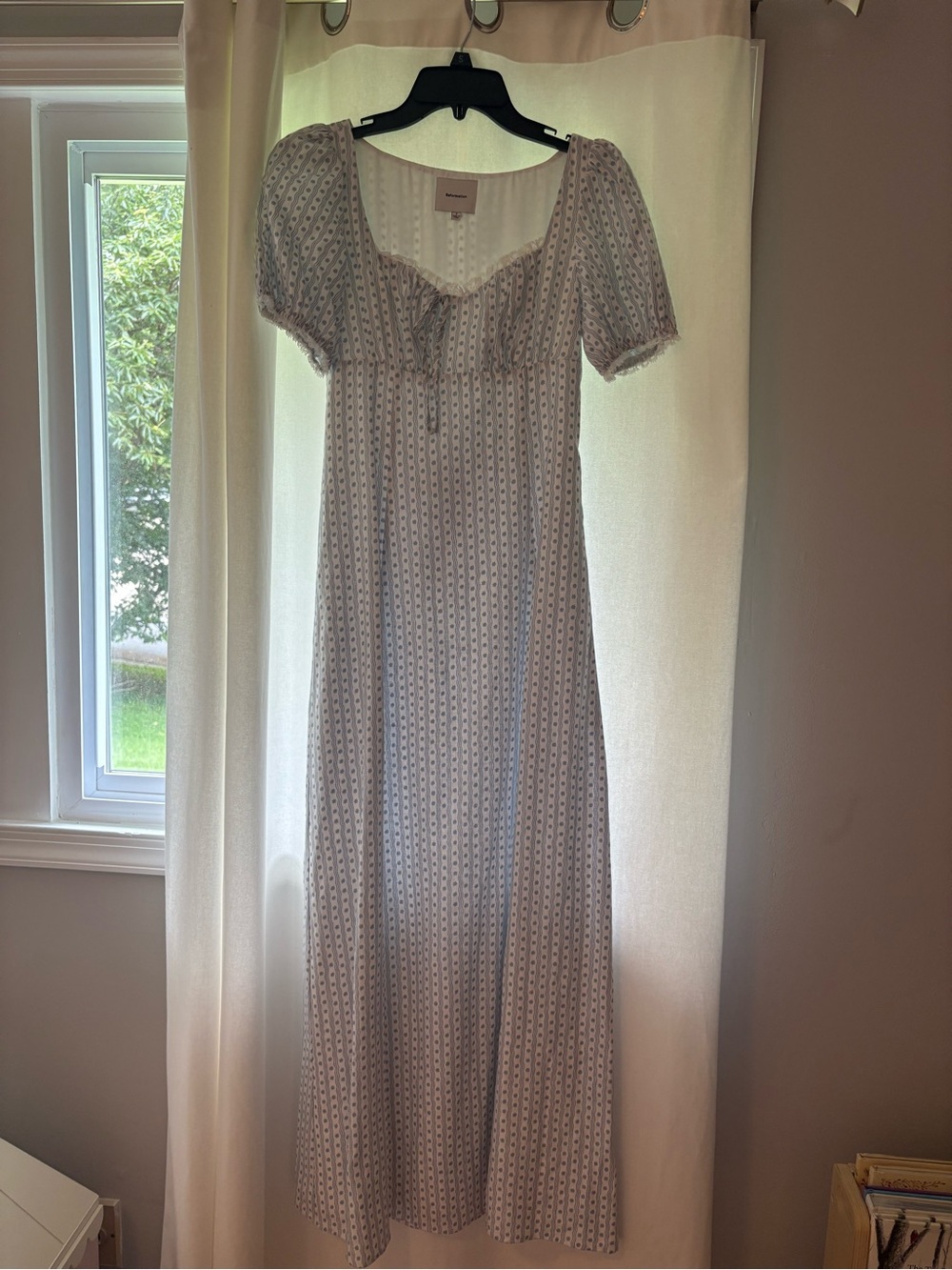 Reformation Cherise Linen Puff-Sleeve Light Blue Maxi Dress - Picture 3 of 15